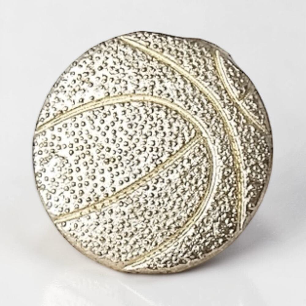 Vintage Gold Tone Textured Basketball Lapel Pin Sports Brooch Good Condition